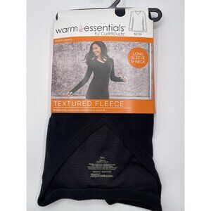 Warm Essentials Cuddl Duds Size XXL Black V-neck Fleece Thermal Top Base Layer